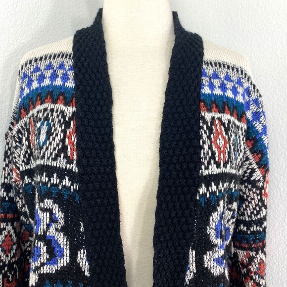 Ecote Knit Cardigan Sweater XS Fair Isle Rose Open Front Boho Peasant Academia - Picture 2 of 11